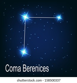 The constellation "Coma Berenices" star in the night sky. Vector illustration