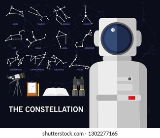 The Constellation concept background .Flat icons
