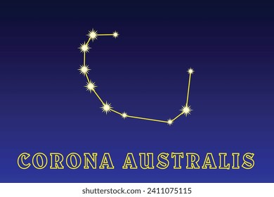 Constellation Corona Australis. Constellation South Corona. Illustration of the constellation Corona Australis. Small and dim constellation of the southern hemisphere of the sky