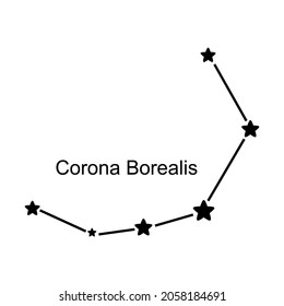 Constellation Corona borealis on white background, vector illustration