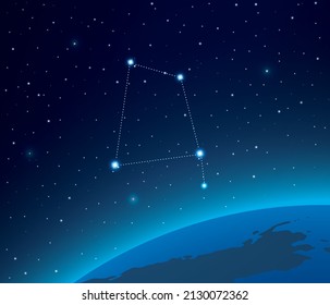 Sternbild-Korvus mit Planet im tiefen Raum 