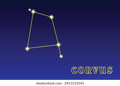 Constellation Corvus. Constellation Raven. Illustration of the constellation Corvus. Small constellation of the southern hemisphere of the sky