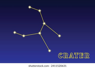 Constellation Crater. Constellation Chalice. Illustration of the constellation Crater. A small constellation in the southern celestial hemisphere.