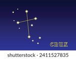 Constellation Crux. Constellation Southern Cross. Illustration of the constellation Crux. Constellation of the southern hemisphere of the sky. 