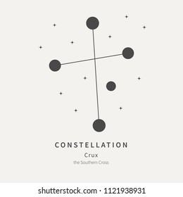 The Constellation Of Crux. The Southern Cross - Linear Icon. Vector Illustration Of The Concept Of Astronomy