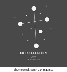 The Constellation Of Crux. The Southern Cross - Linear Icon. Vector Illustration Of The Concept Of Astronomy