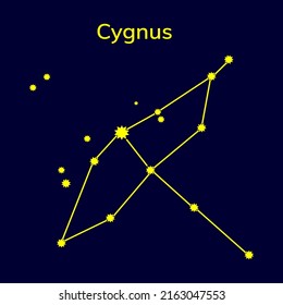 Constellation Cygnus on a blue background