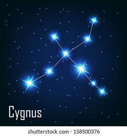 The constellation " Cygnus" star in the night sky. Vector illustration