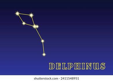 Constellation Delphinus. Constellation Dolphin. Illustration of the constellation Delphinus. Small constellation of the northern hemisphere of the sky