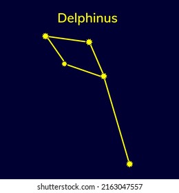 Constellation Delphinus on a blue background