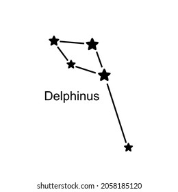 Konstellation Delphinus auf weißem Hintergrund, Vektorgrafik