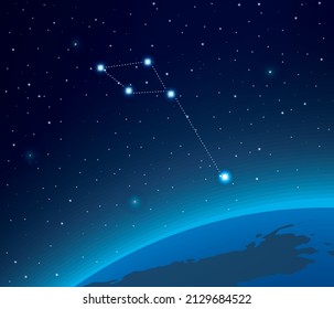 Constellation Dolphin with planet  in deep space 