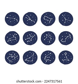 constellation doodle icon, vector illustration