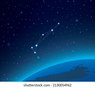 Constellation Dorado with planet in deep space 