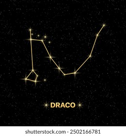 Constellation Draco banner. Flat style. Vector illustration.