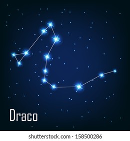 The constellation " Draco" star in the night sky. Vector illustration