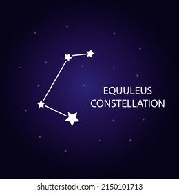 The constellation of Equuleus with bright stars. A constellation on a blue background of the cosmic sky. Vector illustration.
