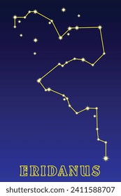 Constellation Eridanus. Constellation Eridanus. Illustration of the constellation Eridanus of the Southern Hemisphere, the sixth largest among modern constellations. Contains 187 stars