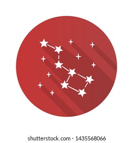 Constellation flat design long shadow glyph icon. Group of stars. Big dipper. Ursa Major. Starry night sky. Astronomical observations. Study of starry sky. Vector silhouette illustration