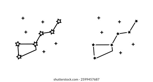 Constellation flat simple vector icons illustration set.