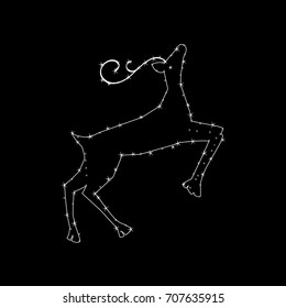 Constellation in the form of a deer. constellation in the form of a deer. Vector illustration on a black background