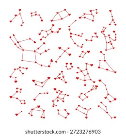 Constellation formed by hearts connected like stars in the night sky. Symbolizes love, romance, connection, and destiny, making it suitable for Valentine themes, astrology concepts, wedding projects