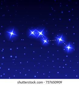 The Constellation of the Fox in the night starry sky. Vector illustration of the concept of astronomy