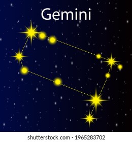 Constellation gemini in abstract style on black background. Vector illustration. Stock image. EPS 10.