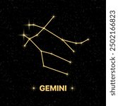 Constellation Gemini banner. Flat style. Vector illustration.