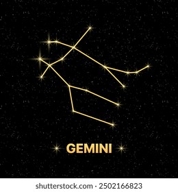 Constellation Gemini banner. Flat style. Vector illustration.