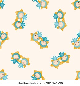 Constellation Gemini , cartoon seamless pattern background