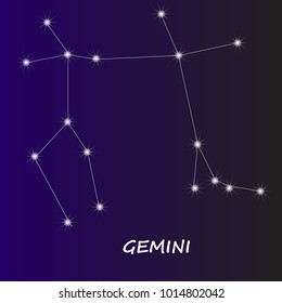 The constellation of Gemini on a blue background