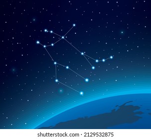 Constellation Gemini with planet  in deep space 