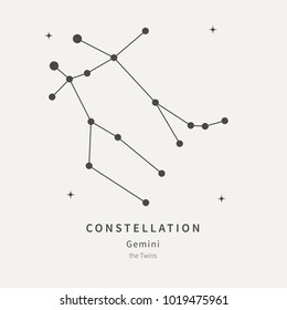 The Constellation Of Gemini. The Twins - linear icon. Vector illustration of the concept of astronomy