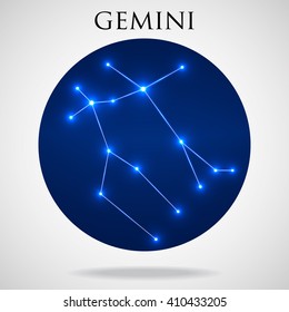 Constellation gemini zodiac sign isolated on white background, vector illustration 