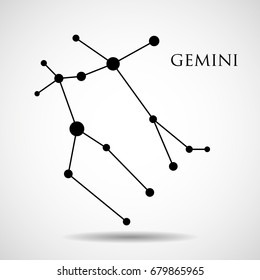 Constellation gemini zodiac sign isolated on white background. Vector illustration. Eps 10
