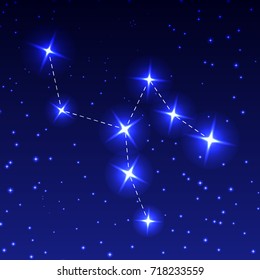 The Constellation Of The Giraffe in the night starry sky. Vector illustration of the concept of astronomy