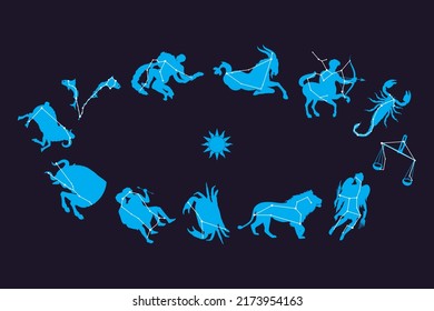 Constellation Graphics Featuring Mythical Animals Objects Stock Vector ...