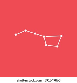 Constellation Great Bear Flat Icon On Red Background