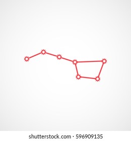 Constellation Great Bear Red Line Icon On White Background