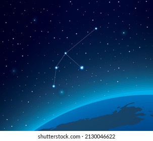 Constellation Grus with planet in deep space 
