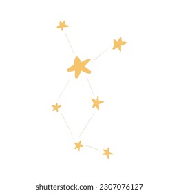 Constellation hand drawn cartoon illustration. Flat style design, isolated vector. Kids print element, astronomy, astrology, celestial body, space travel, cosmos, science fiction, galaxy universe