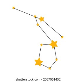 Constellation hand-drawn vector illustration for children. Space concept.