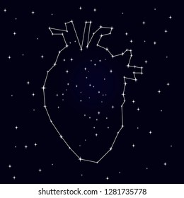 Constellation heart. Stars, sky.