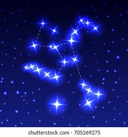 The Constellation Of Hercules in the night starry sky. Vector illustration of the concept of astronomy