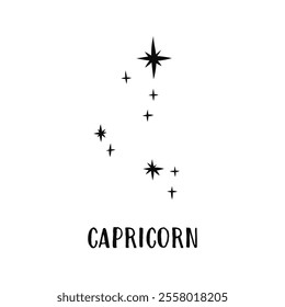 Constellation horoscope. Capricorn astronomical star constellation. Constellation minimalistic vector illustration