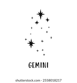 Constellation horoscope. Gemini astronomical star constellation. Constellation minimalistic vector illustration