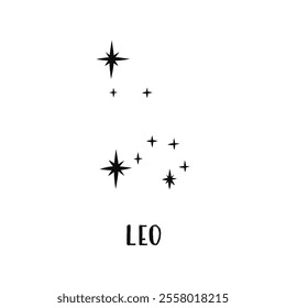 Constellation horoscope. Leo astronomical star constellation. Constellation minimalistic vector illustration