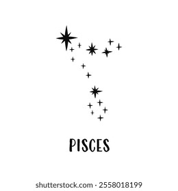 Constellation horoscope. Pisces astronomical star constellation. Constellation minimalistic vector illustration