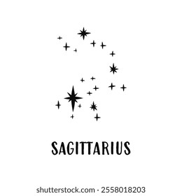 Constellation horoscope. Sagittarius astronomical star constellation. Constellation minimalistic vector illustration